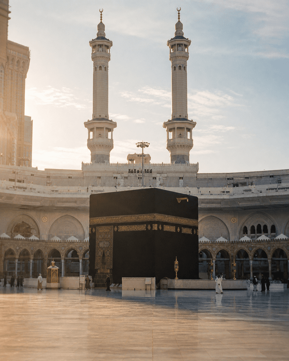 The Kaaba in soft morning light at Masjid al-Haram